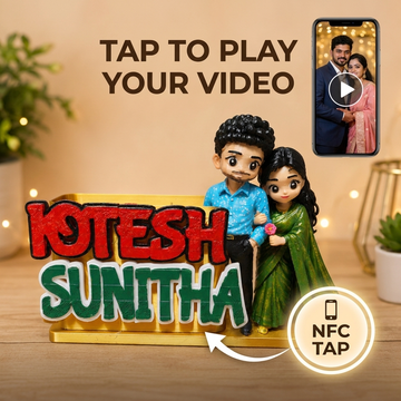 How the NFC works - tap your phone near the names to play your couple video, no app needed