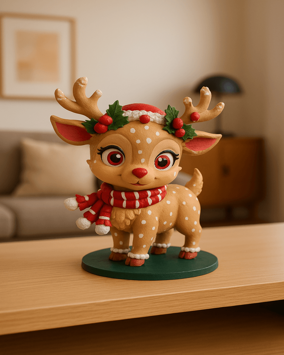 Adorable Reindeer Character Figurine – Premium Handcrafted Gift & Shelf Decor