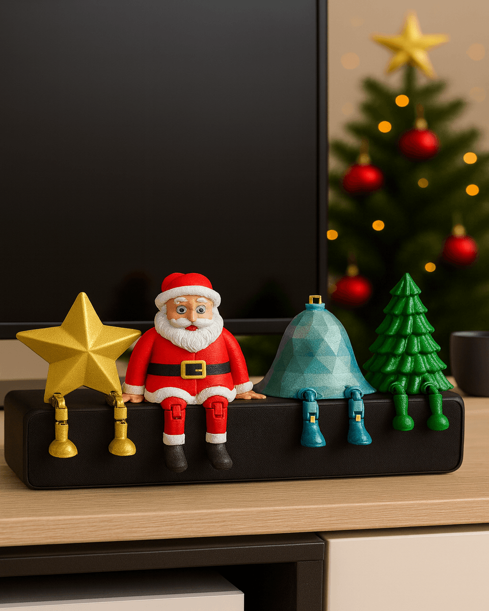 Christmas Shelf Sitter Figurine Set – Santa, Star, Bell & Tree