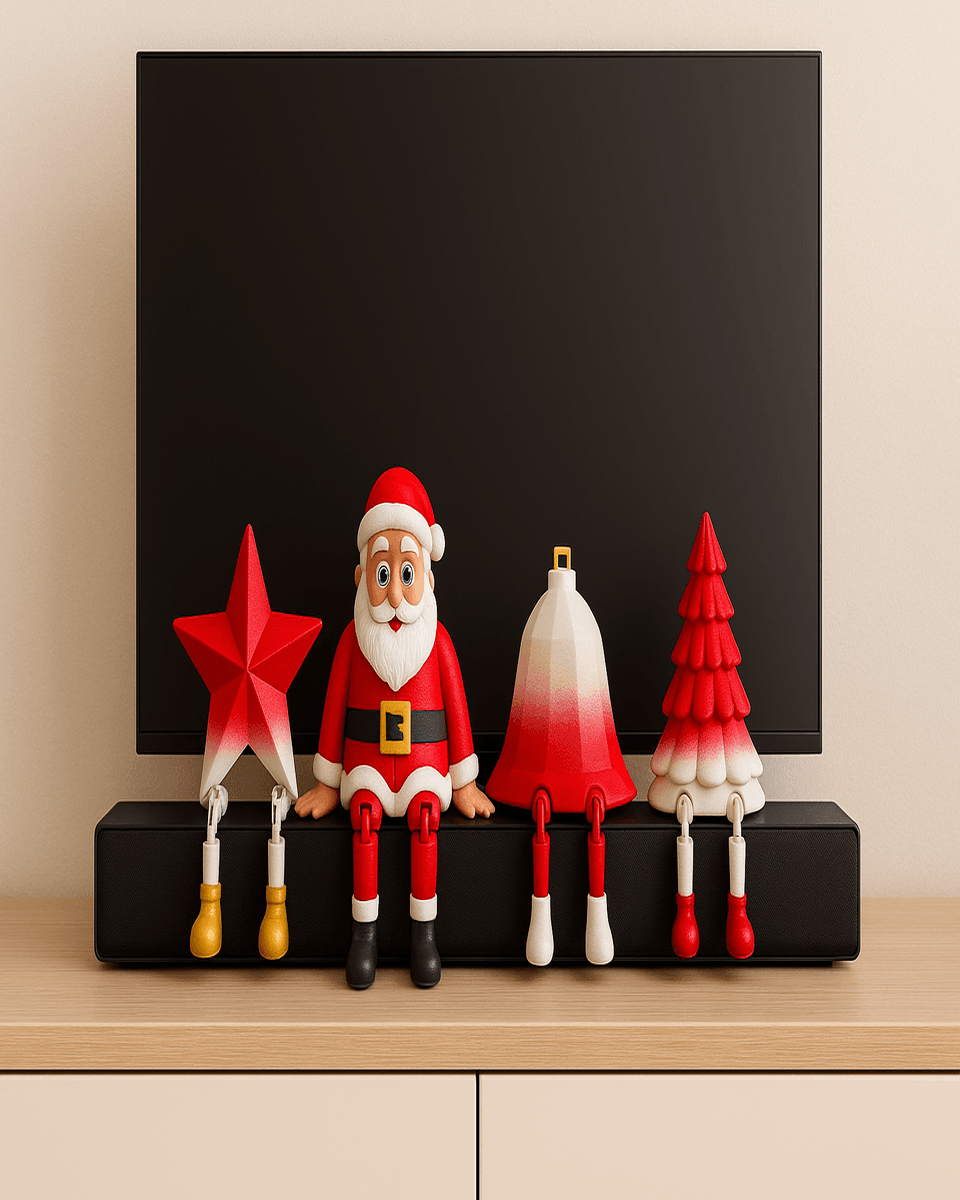 Christmas Shelf Sitter Figurine Set – Santa, Star, Bell & Tree