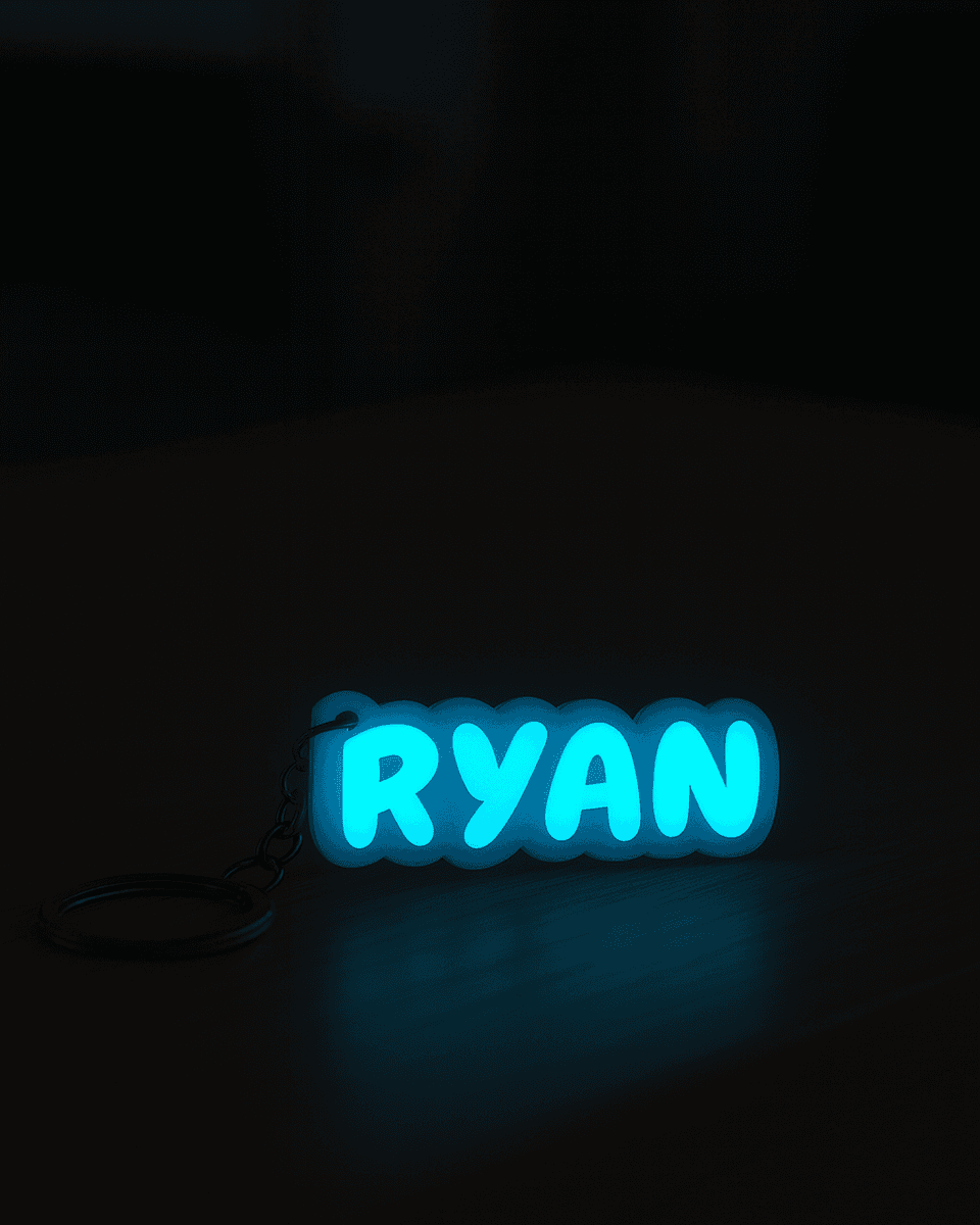 Glow-in-the-Dark Personalized Name Keychain Set of 4