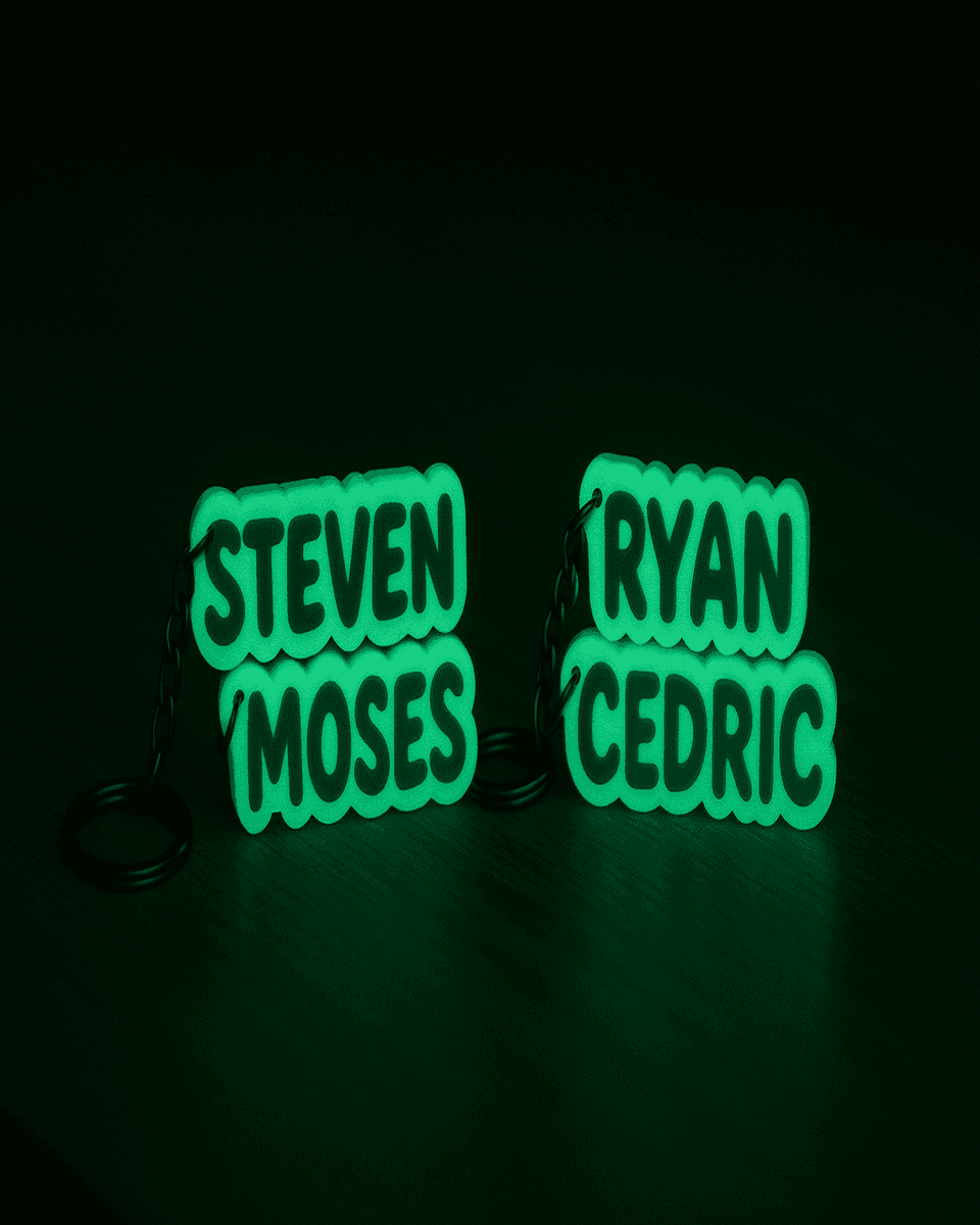 Glow-in-the-Dark Personalized Name Keychain Set of 4