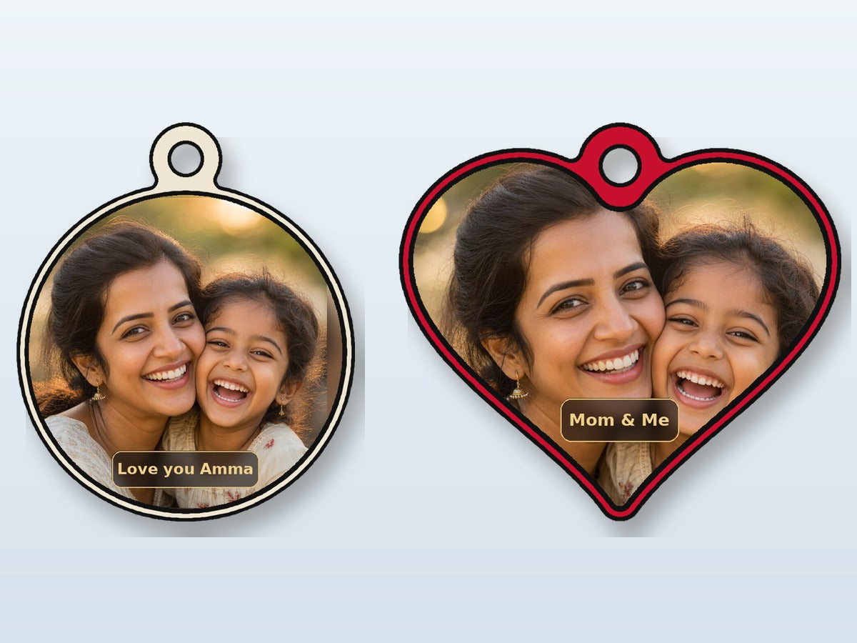 Cinematic photo keychains for mom and daughter