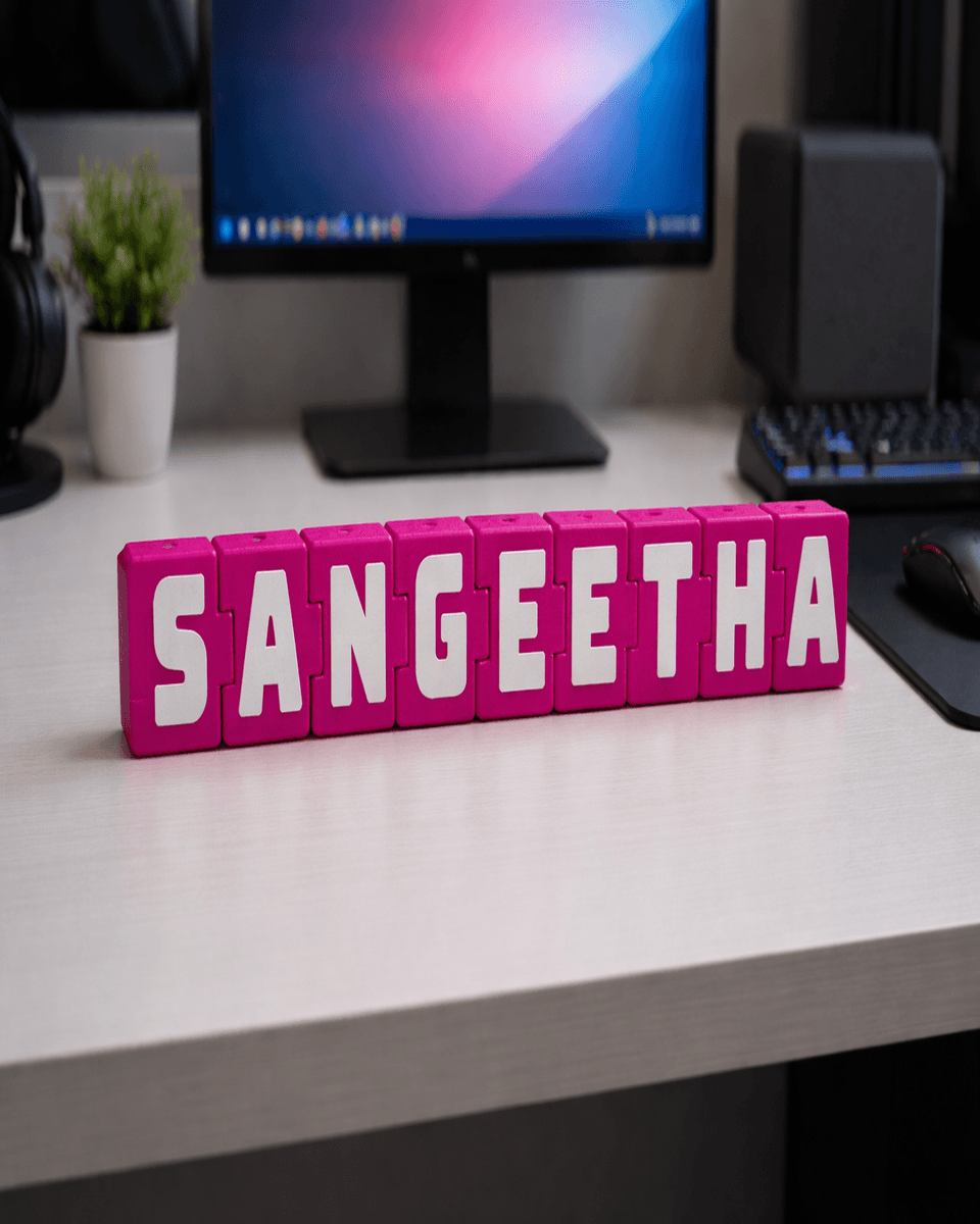 The Flexi-Name Articulated 3D Custom Keychain and Board