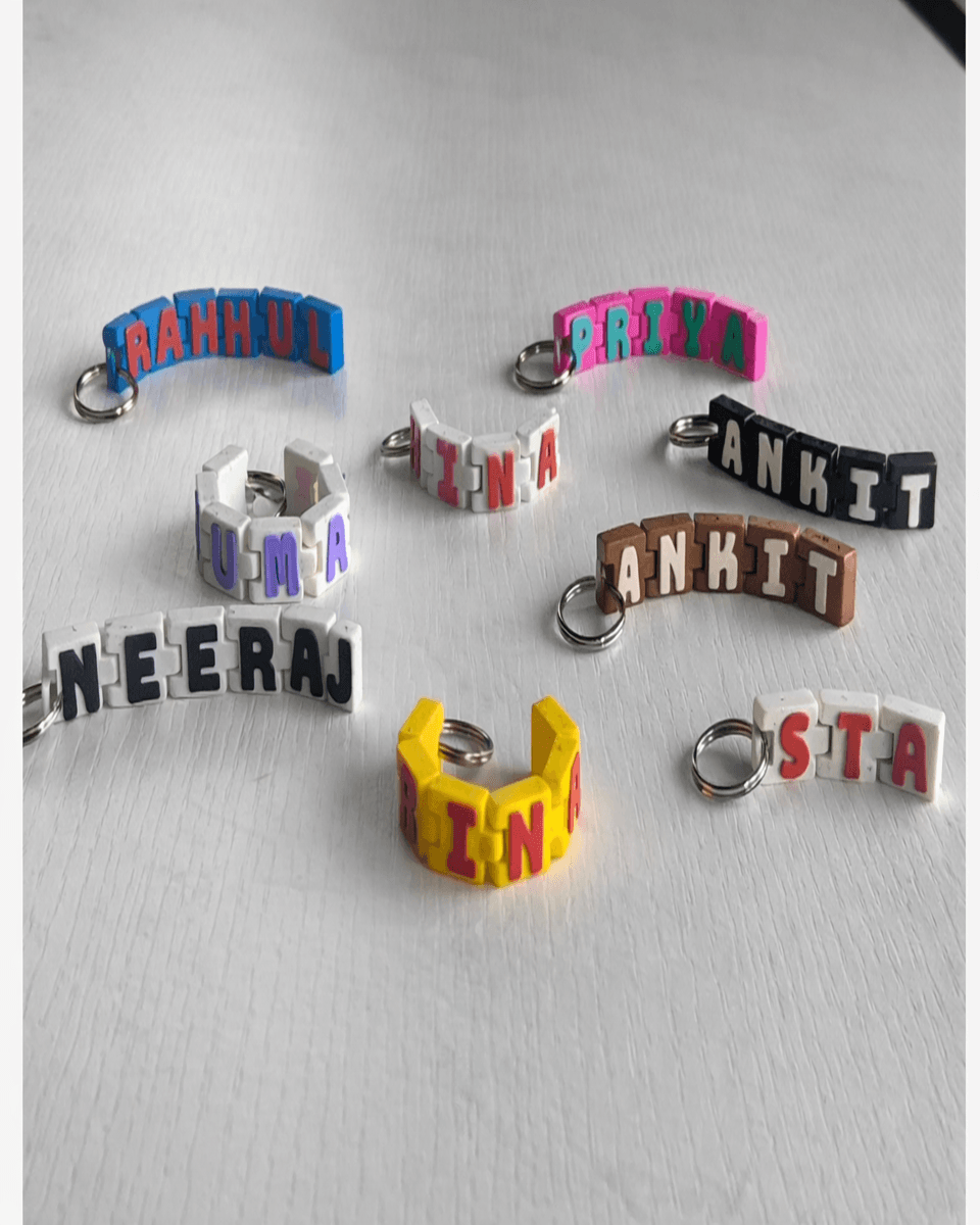 The Flexi-Name Articulated 3D Custom Keychain and Board