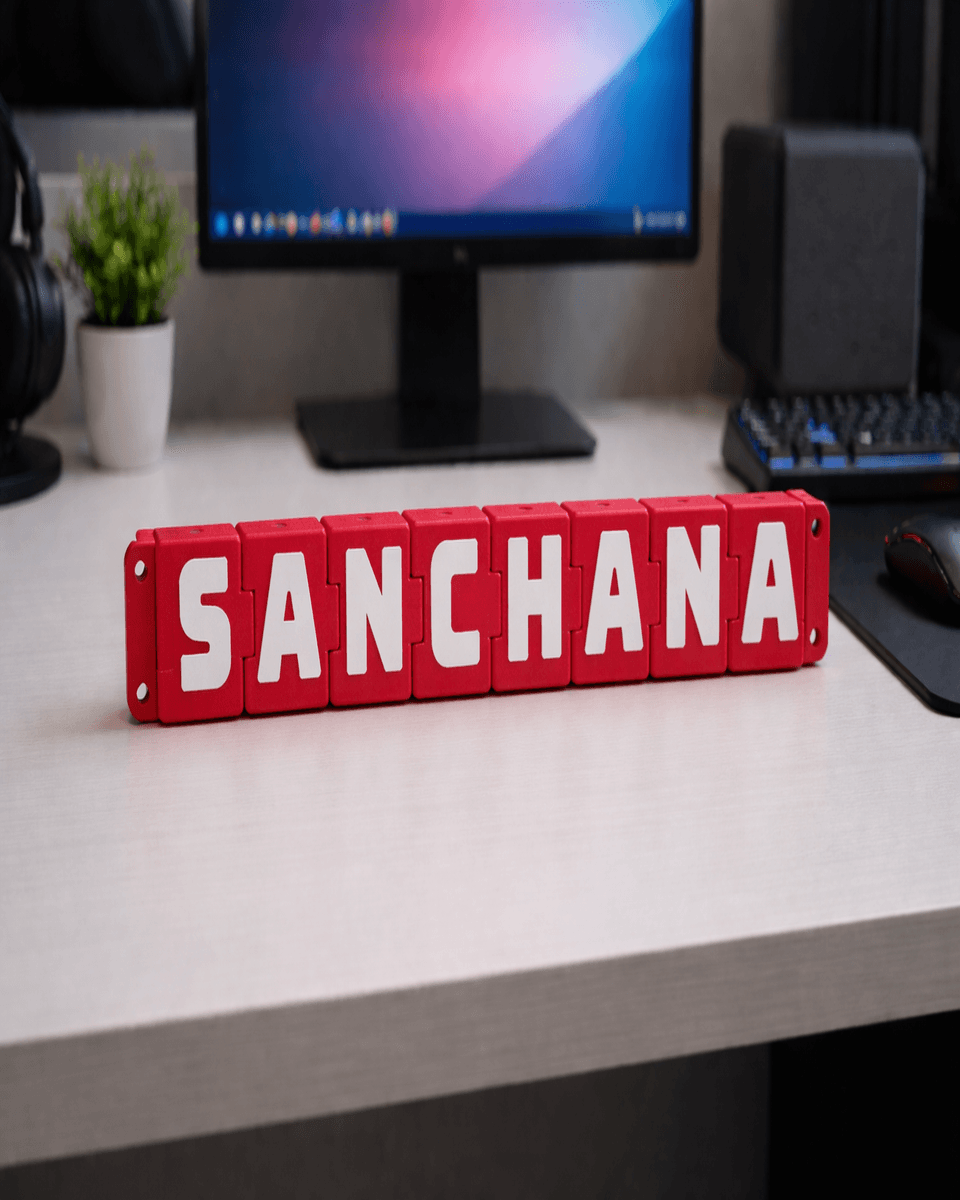 The Flexi-Name Articulated 3D Custom Keychain and Board