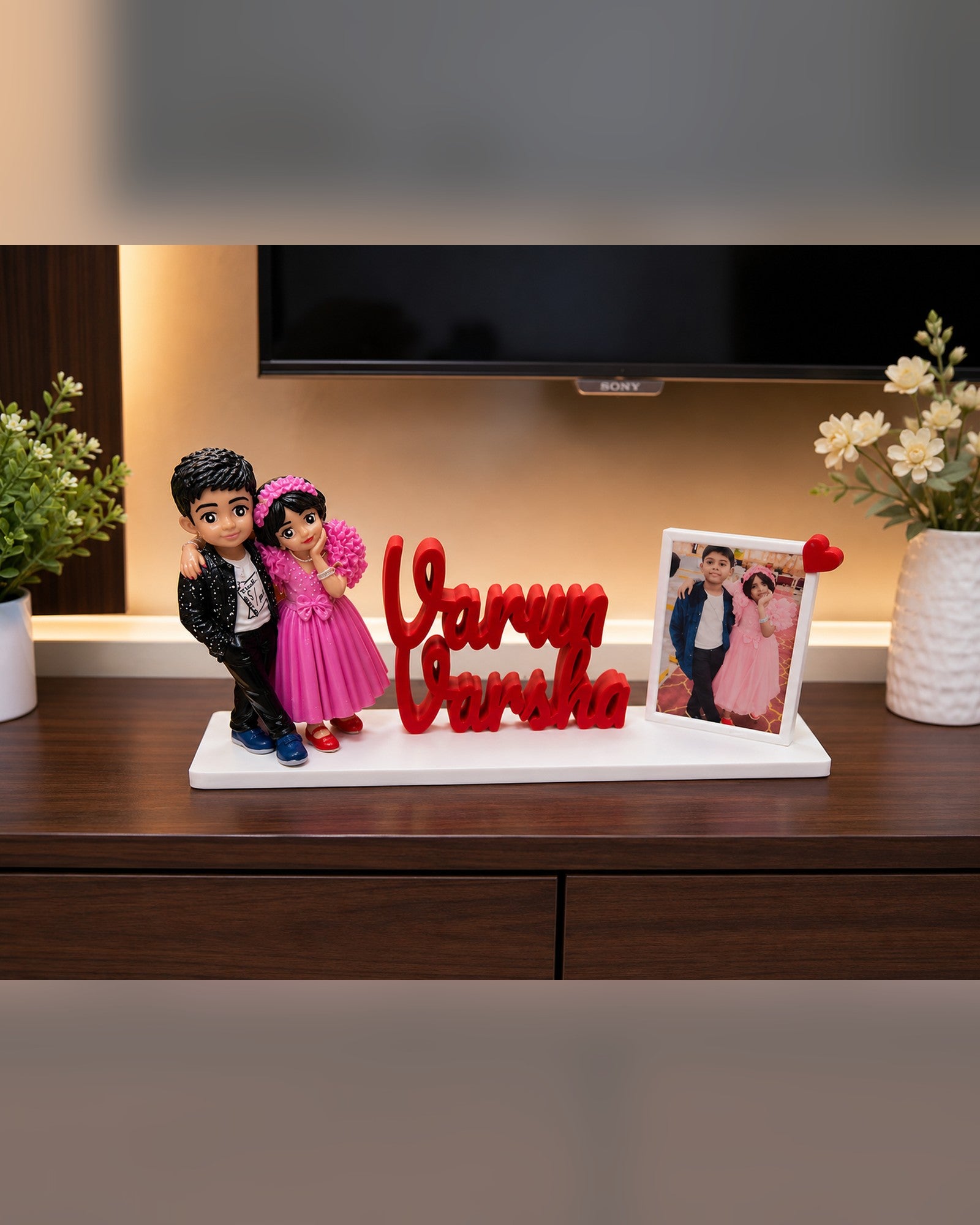 Personalized Brother & Sister Miniature with Name & Photo Frame