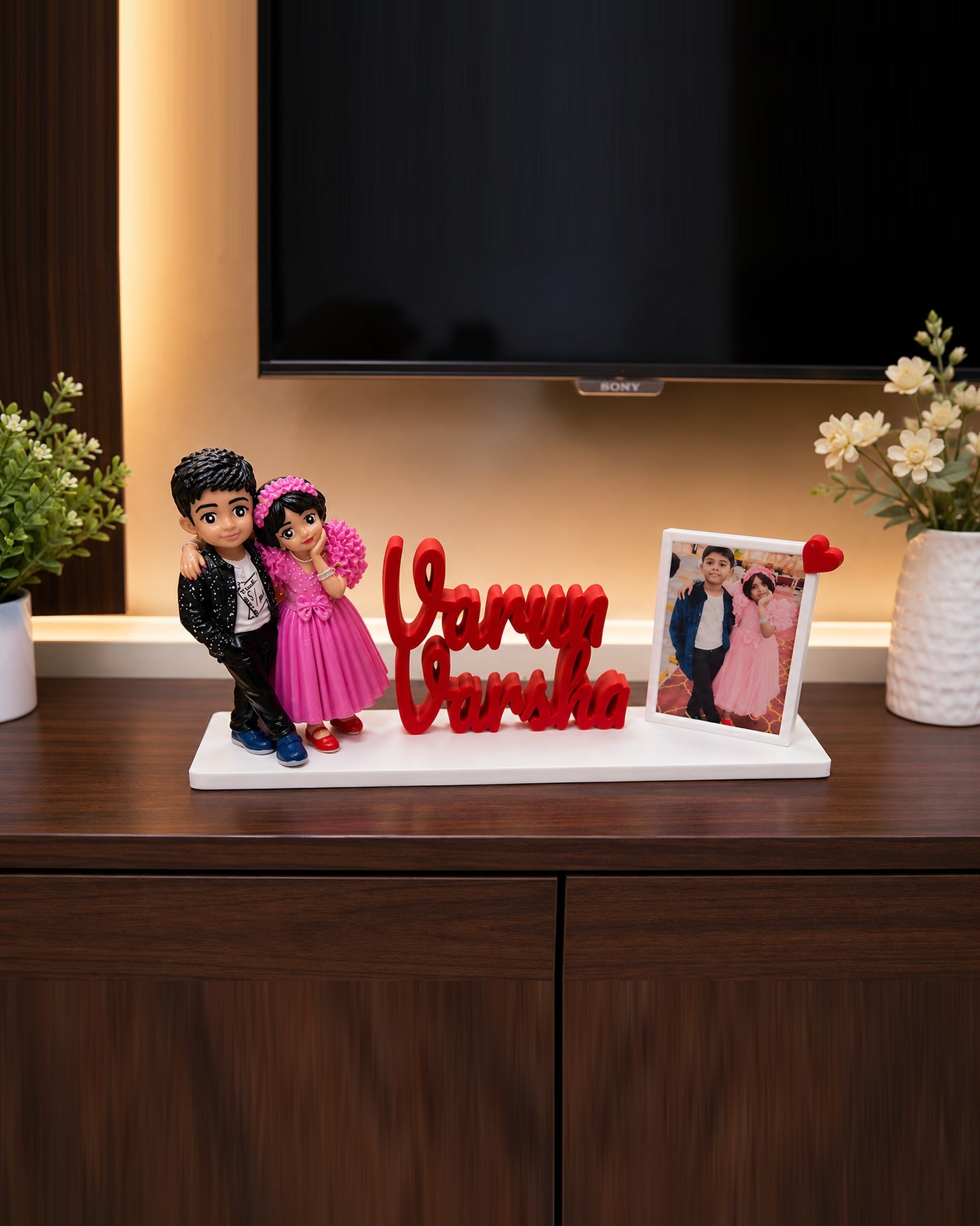 Personalized Brother & Sister Miniature with Name & Photo Frame