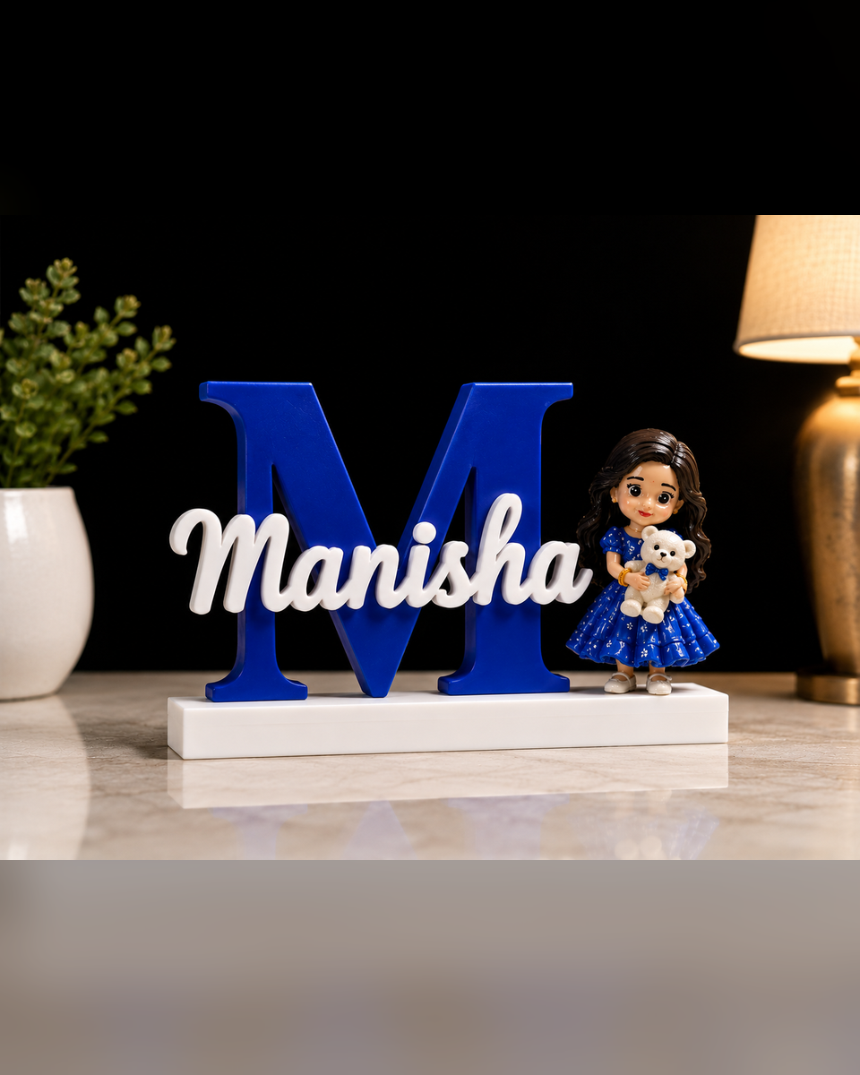 Personalized name sign - Manisha with custom chibi figurine