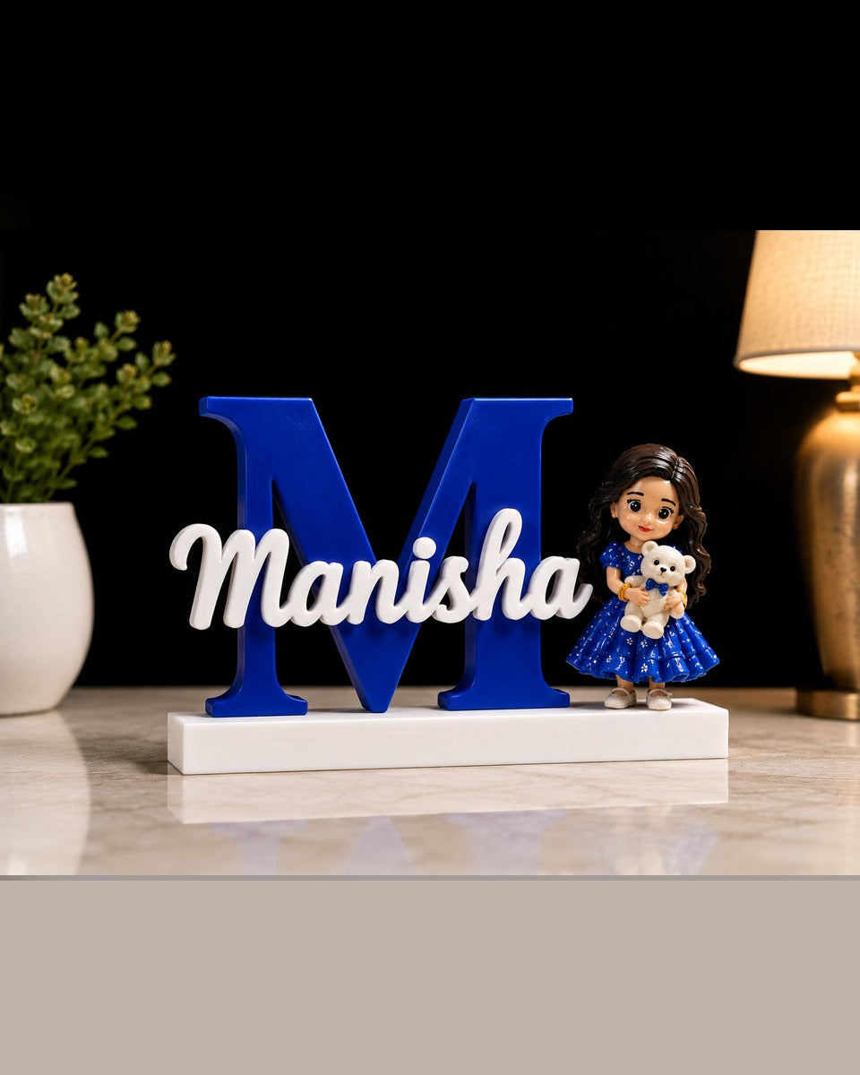 Personalized name sign - Manisha with custom chibi figurine