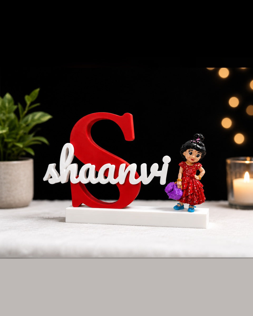 Personalized name sign - Manisha with custom chibi figurine