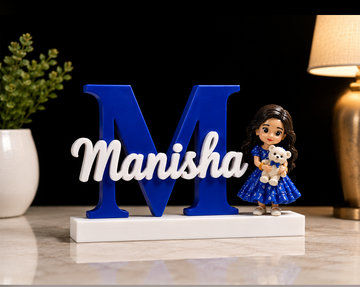 Personalized name sign - Manisha with custom chibi figurine