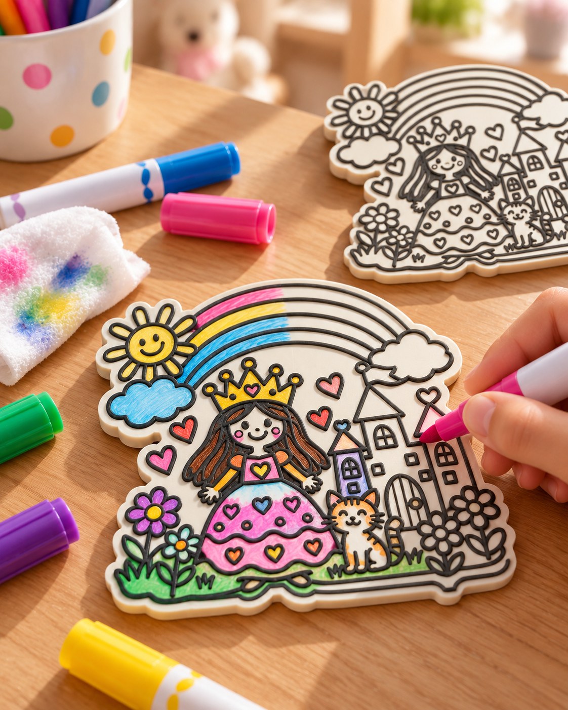 Colour-In Tiles (7 cm) — Colour, Wash & Reuse — Kraft Lady Shop