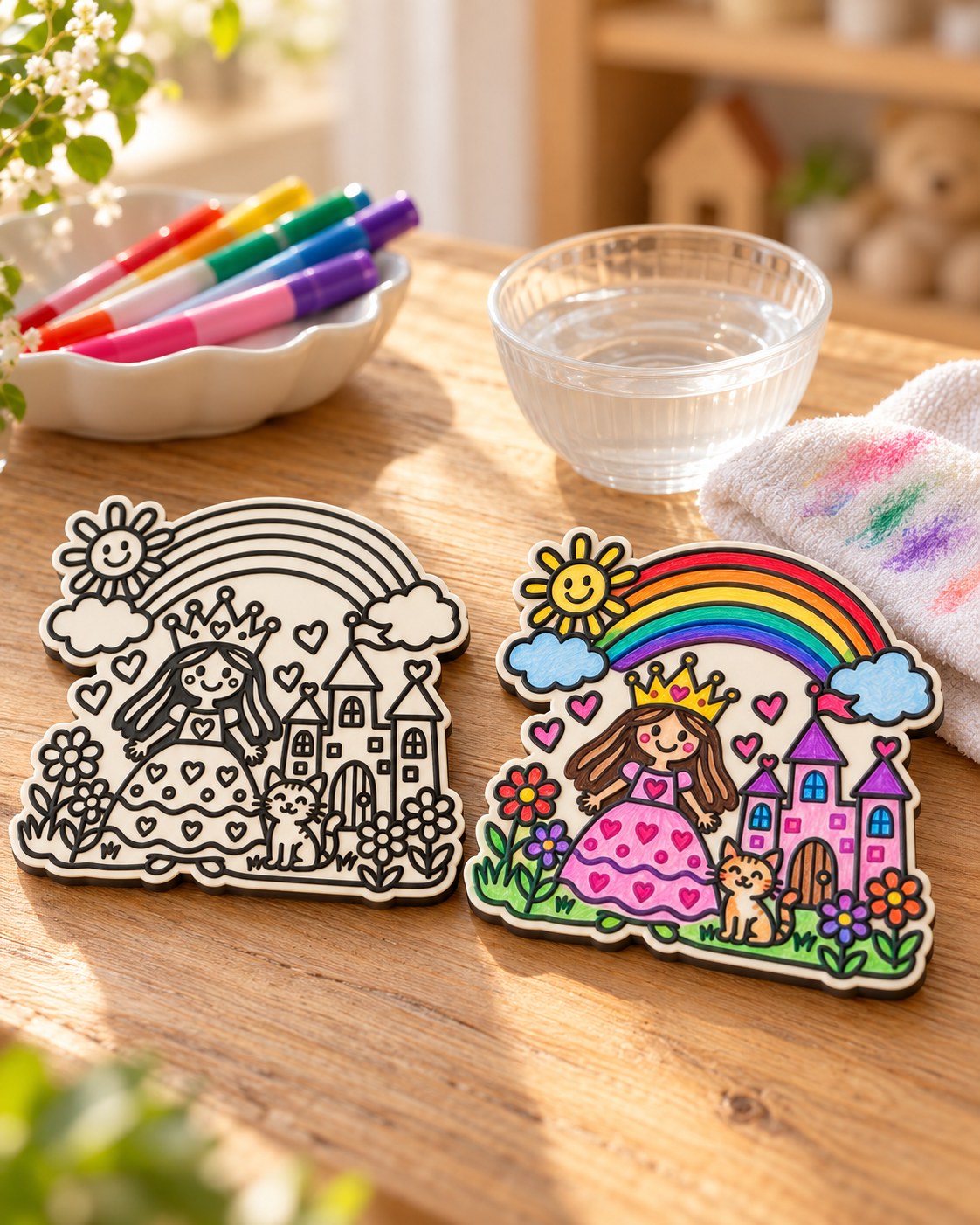 Colour-In Tiles (7 cm) — Colour, Wash & Reuse — Kraft Lady Shop