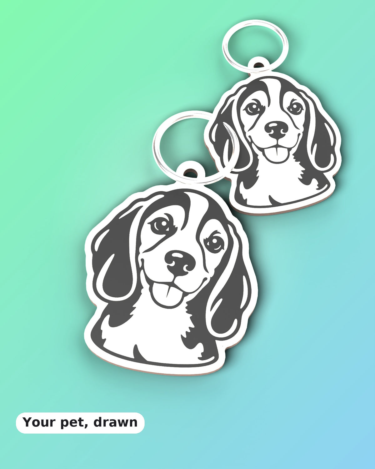 Pet portrait keychain — Kraft Lady Shop