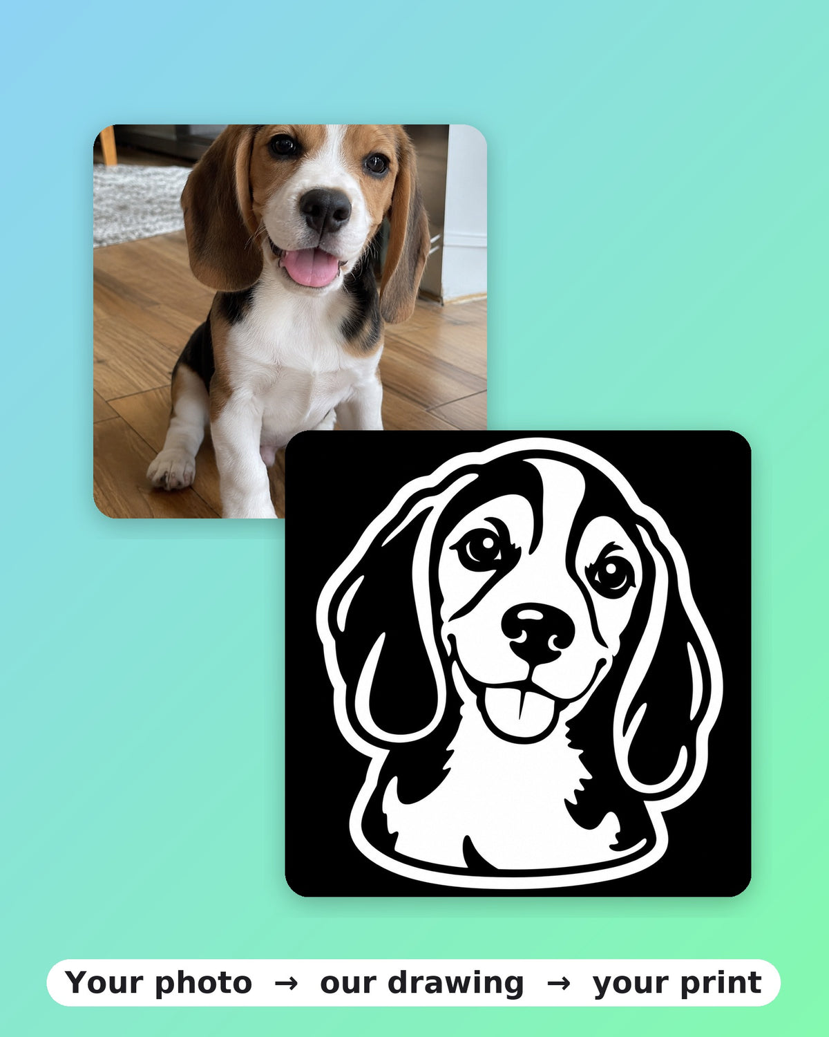 Pet portrait keychain — Kraft Lady Shop