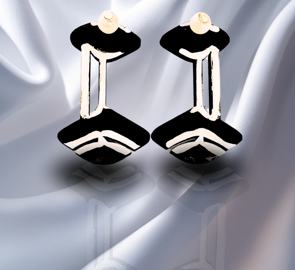 EcoGloss Earrings – Black with White