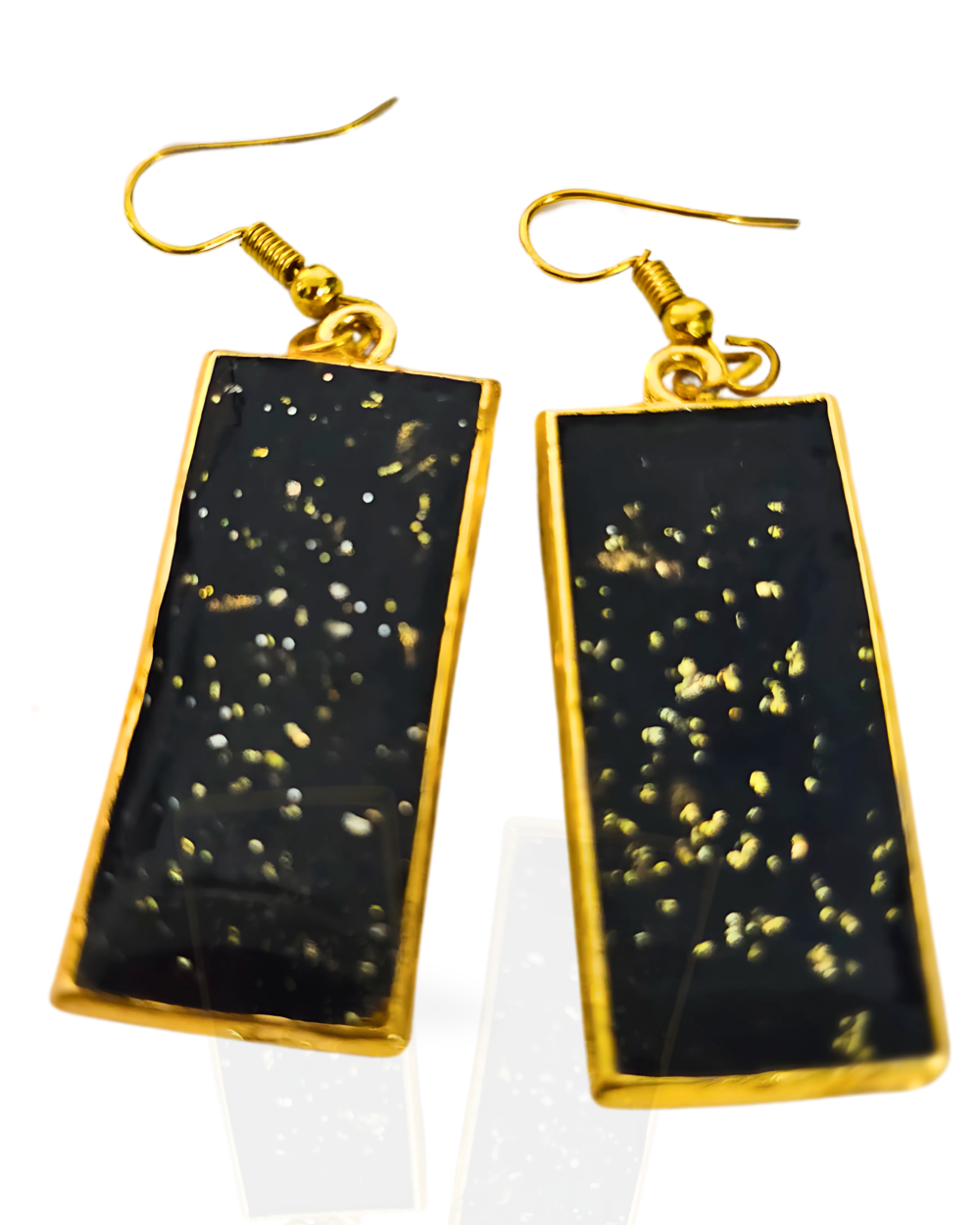 Black Aurora Resin Glitter Drops Earrings