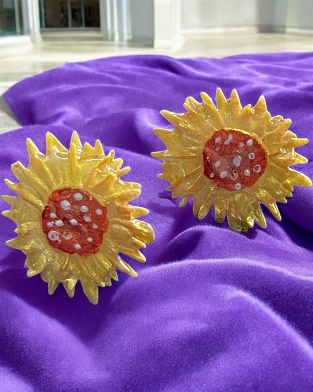 🌻 Sunburst Blossom Resin Earrings ✨