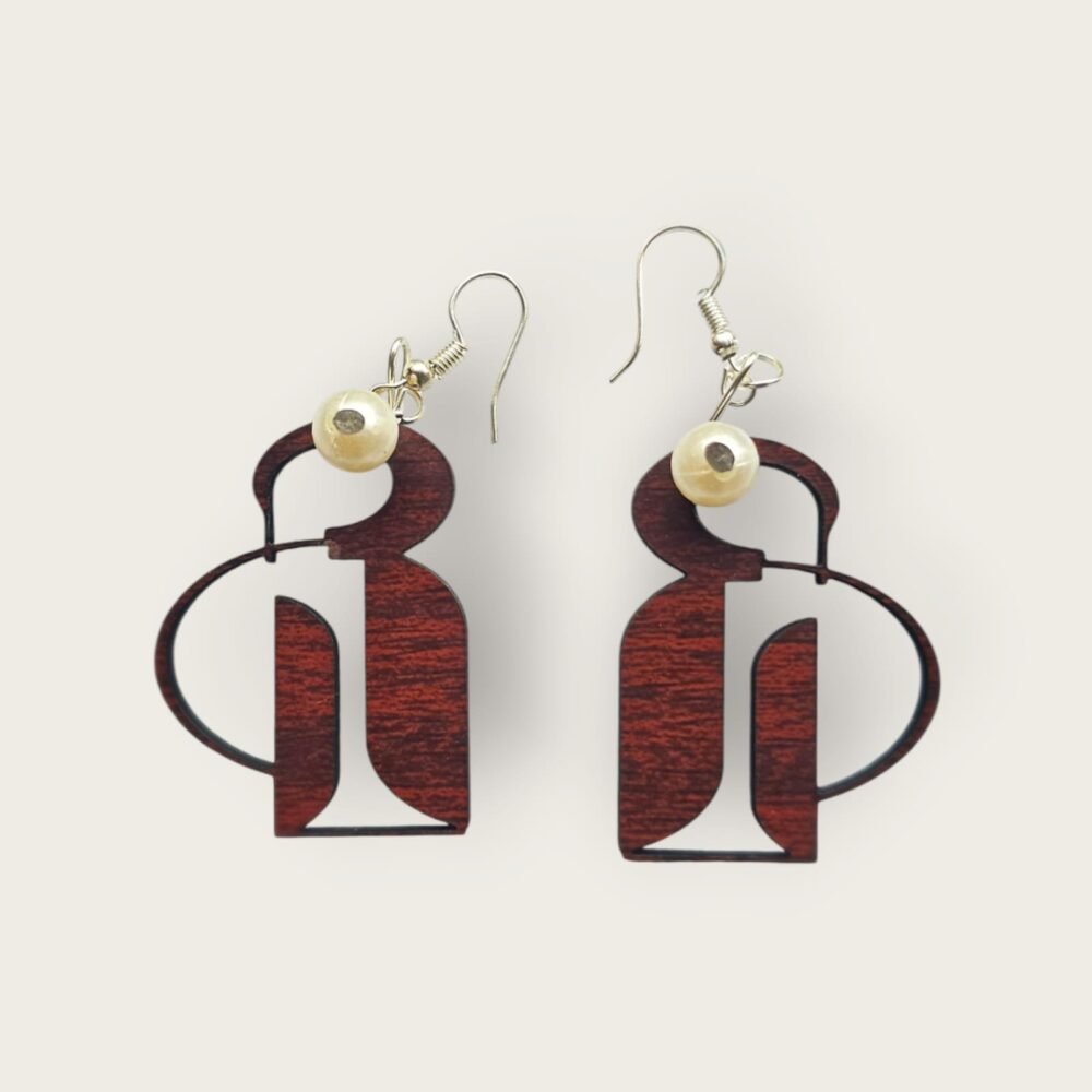 Elegant Pearl Wooden Drop Earrings