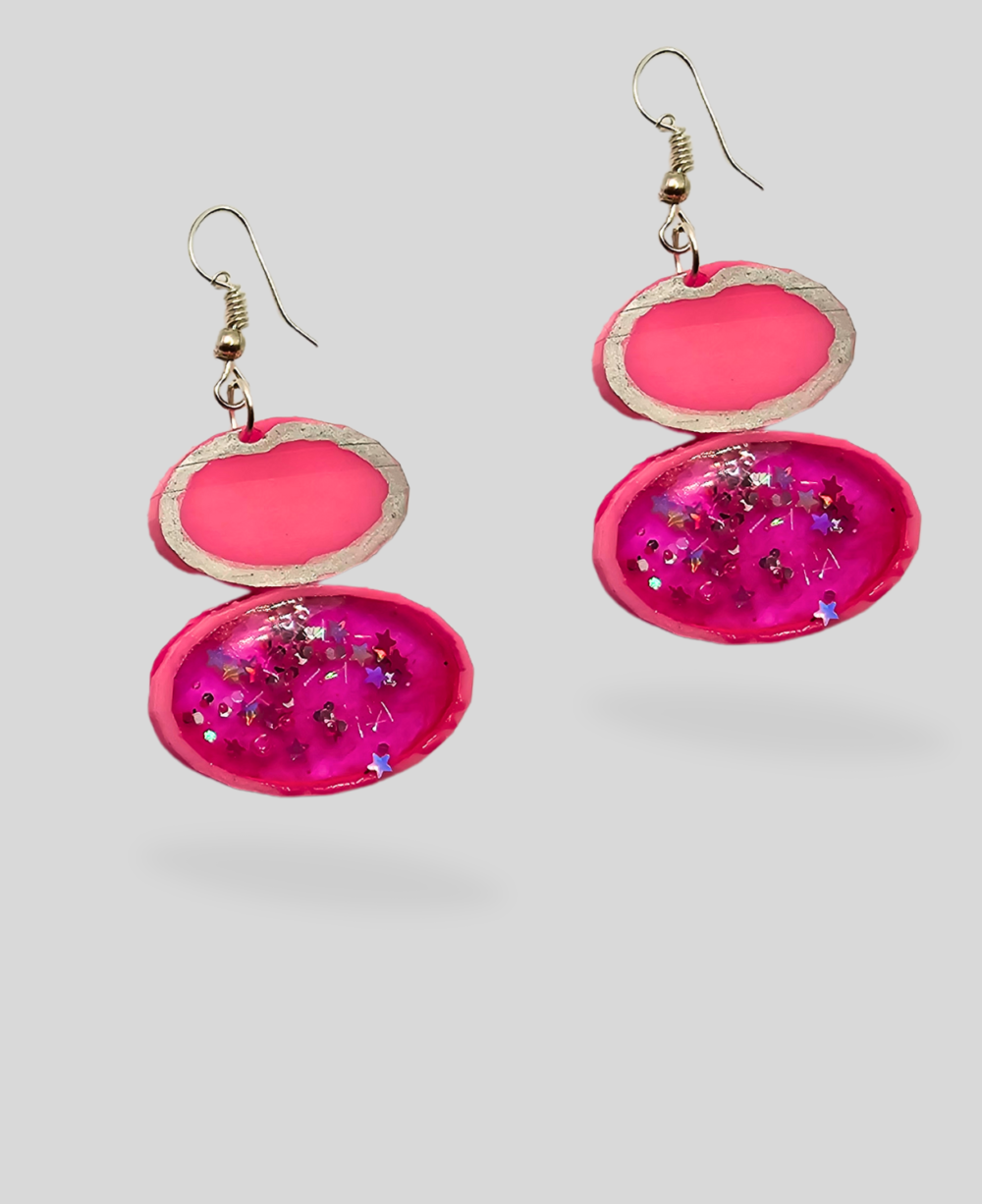 Pink Glittering Blush Resin Earrings