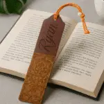 Custom Premium Handmade Wooden Bookmark – Walnut Floral