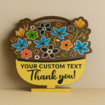 Customized Floral Wooden Plaque – Personalized Laser Engraved Gift with Custom Words