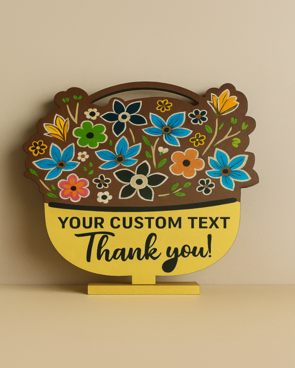 Customized Floral Wooden Plaque – Personalized Laser Engraved Gift with Custom Words