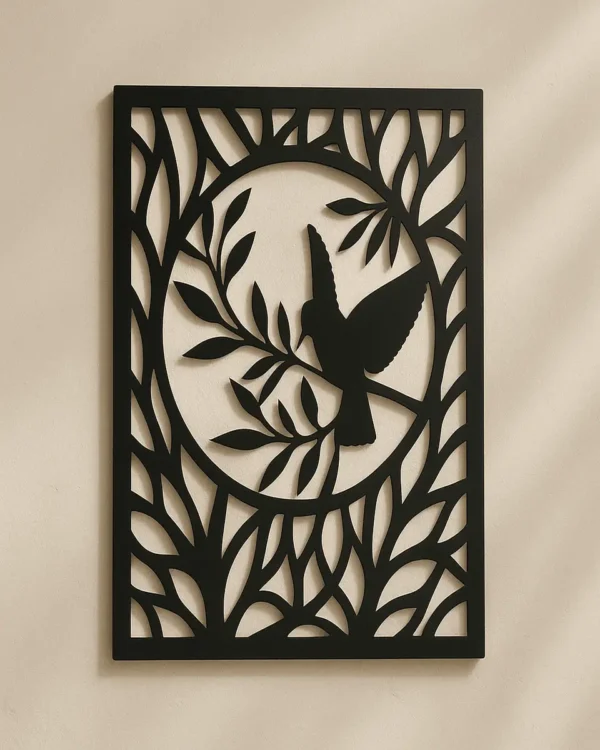 Bird on Branch Wall Art – Elegant Nature-Inspired Design for Living Spaces