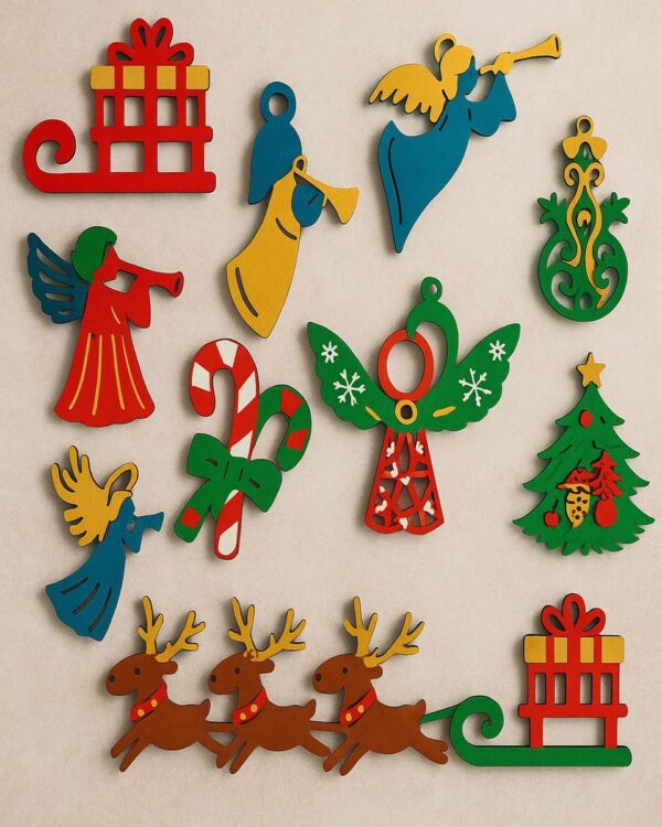 Premium 8-Piece Christmas Decoration Set – Handcrafted Festive Tree Decorations