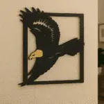 Eagle in Flight Wall Art – Black and Gold Metal-Inspired Design
