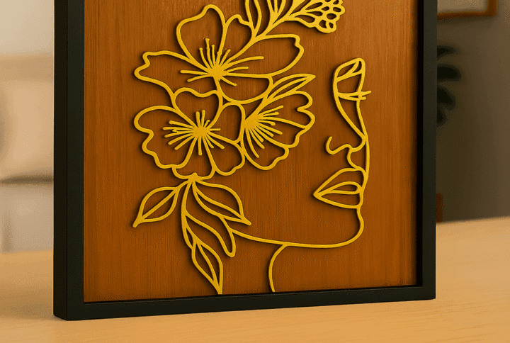 Line art woman Wooden Wall Decor