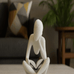 Contemplative Reader Figurine – Modern Minimalist Sculpture