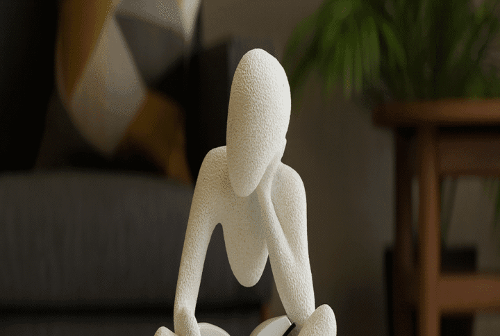 Contemplative Reader Figurine – Modern Minimalist Sculpture