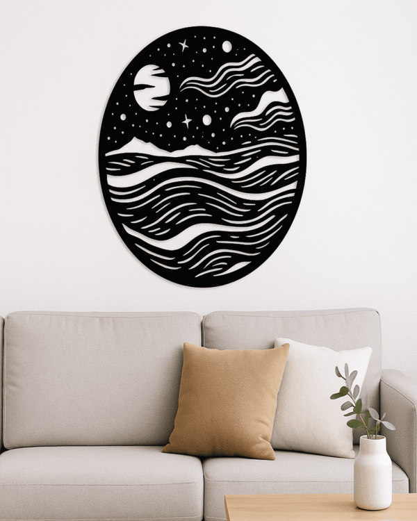 Moonlight Waves 3D-Printed Wall Art – Circular Design