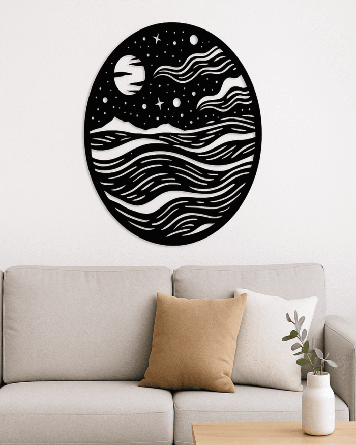 Moonlight Waves Wall Art – Circular Design