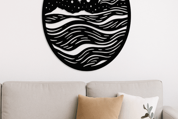 Moonlight Waves Wall Art – Circular Design