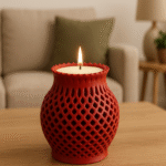 Textured Red Candle Holder – Modern Accent Piece