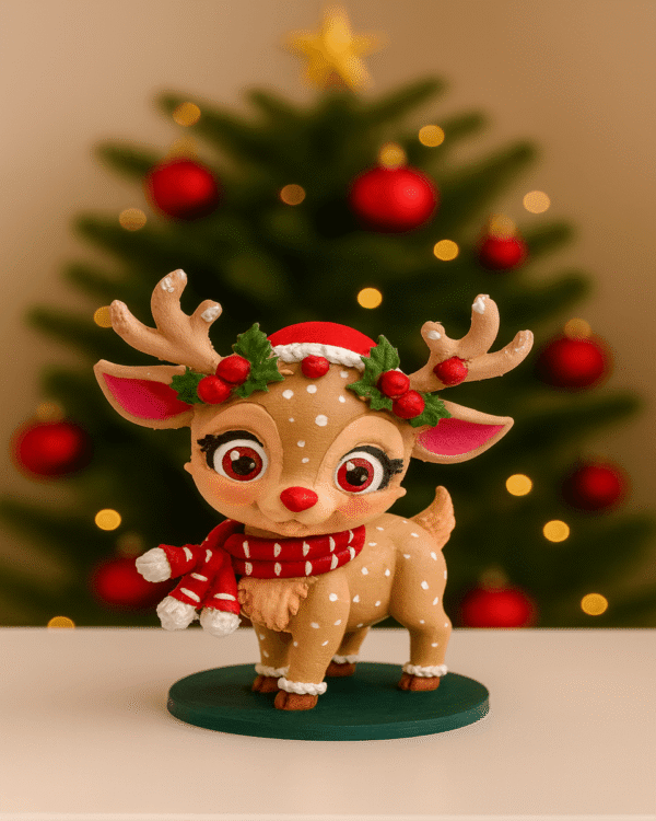 Adorable Reindeer Character Figurine – Premium Handcrafted Gift & Shelf Decor