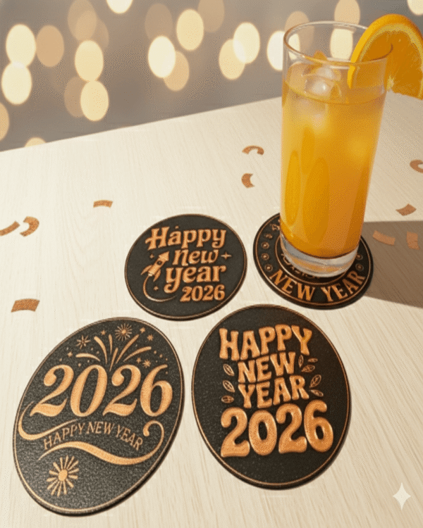 The 2026 Midnight Gala Collection: Embossed Festive Coaster Set