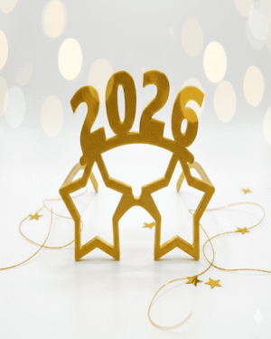 Golden 2026 Star-Frame Party Glasses -Celebration Prop