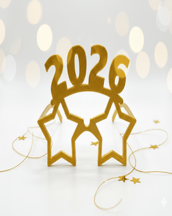 Golden 2026 Star-Frame Party Glasses- Celebration Prop