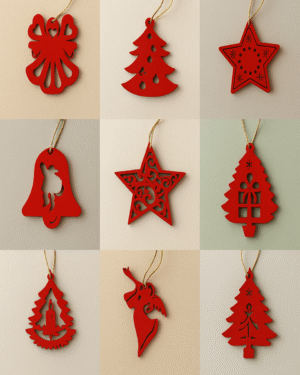 Hanging Christmas Tree Ornaments - Red-White