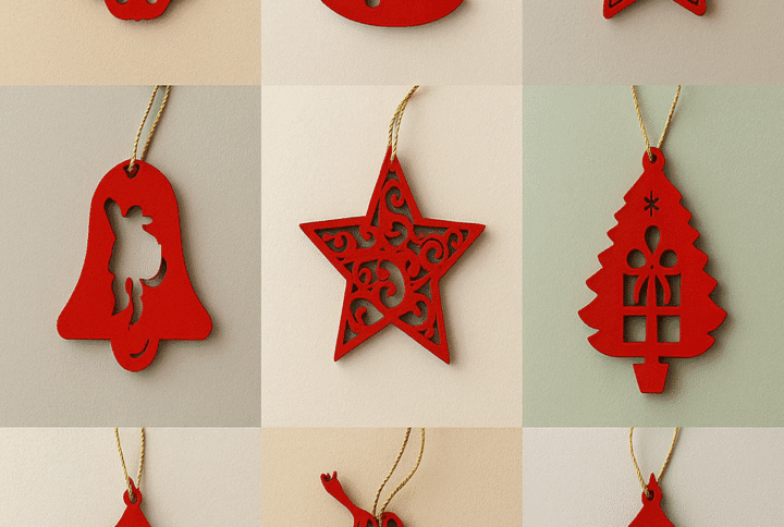 Hanging Christmas Tree Ornaments - Red-White