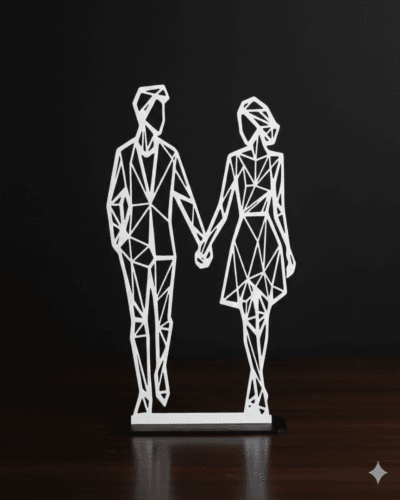 Geometric Valentine Couple Minimalist Art