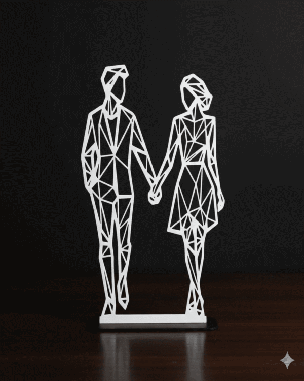 Geometric Valentine Couple Minimalist Art