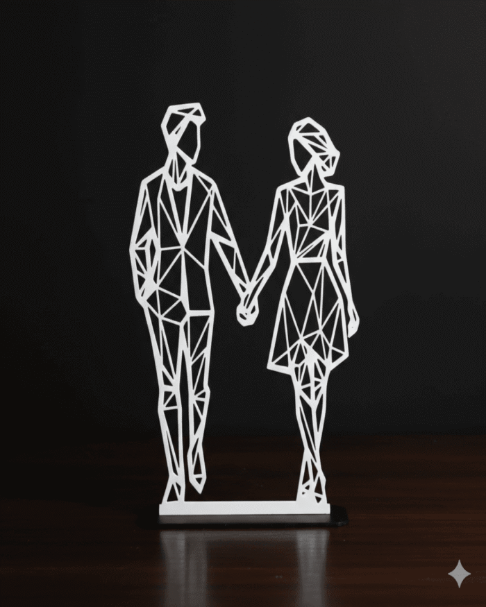 Geometric Valentine Couple Minimalist Art