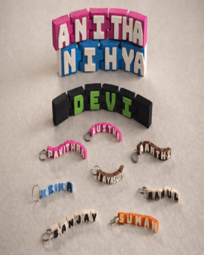 The Flexi-Name Articulated 3D Custom Keychain and Board