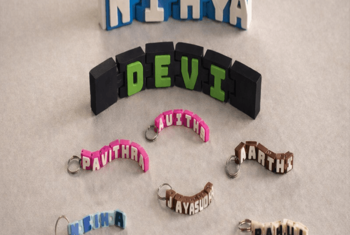 The Flexi-Name Articulated 3D Custom Keychain and Board
